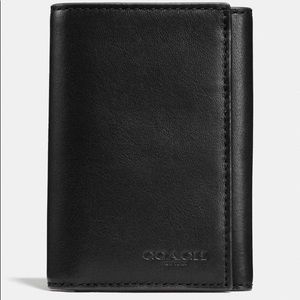 F23845 Trifold Wallet Sport Calf Black Leather